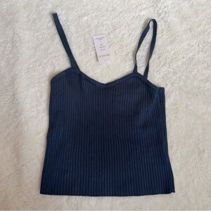 Olive + Oak Navy Blue Ribbed Women's Spaghetti Strap Top Size Small